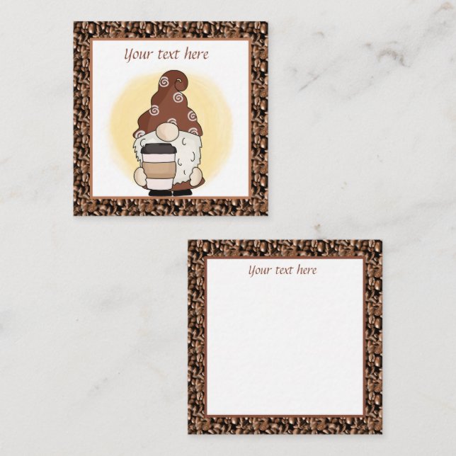 cute coffee gnome add text  note card (Front/Back)
