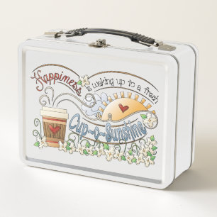 Cute Coffee Inspiration Metal Lunch Box