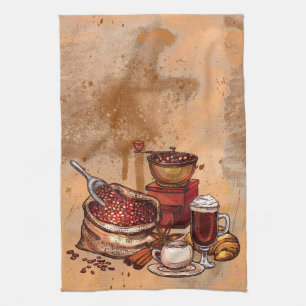 Cute coffee kitchen decor towel