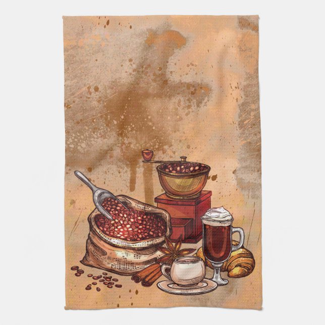 Cute coffee kitchen decor towel (Vertical)