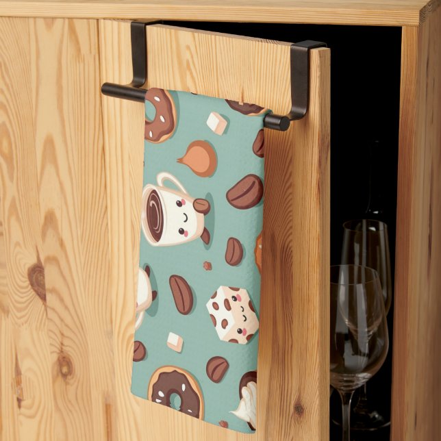 Cute Coffee Kitchen Towel (Thirds Fold)