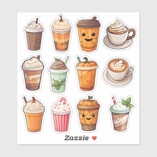 Cute Coffee Latte Sticker (Sheet)