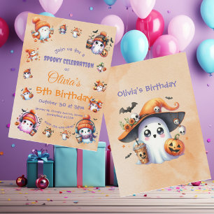 Cute Coffee Lover Ghost Invite for Kids Birthday