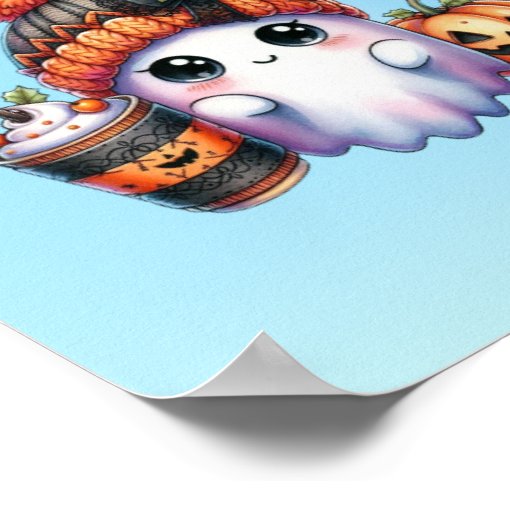 Cute Coffee Lover Ghost Poster for Kids Birthday Zazzle