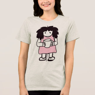 Cute Coffee Lover Neo Expressionist Character Art Tri-Blend Shirt