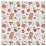 Cute Coffee Lovers Caffeine Themed Kawaii Pattern Fabric