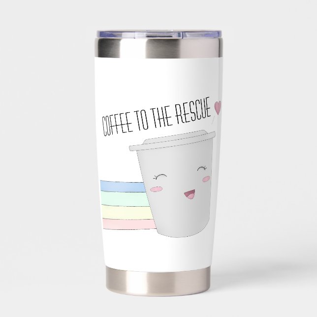 Cute Coffee Lovers Superhero Rainbow Insulated Tumbler (Front)