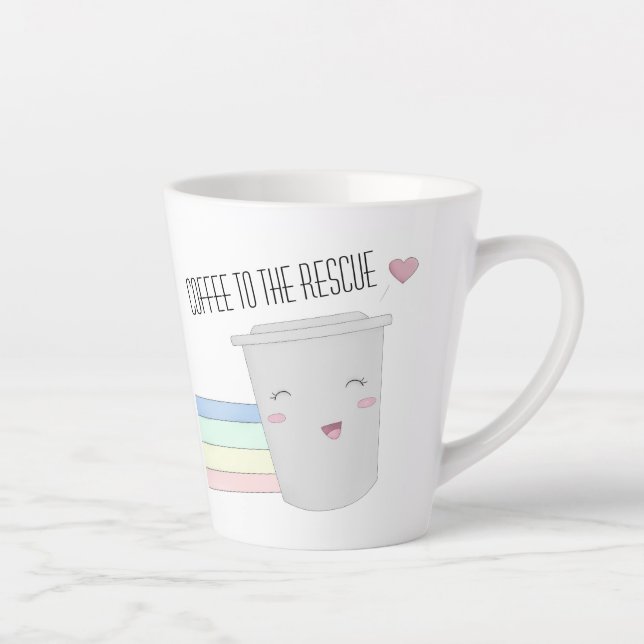 Cute Coffee Lovers Superhero Rainbow Latte Mug (Right)