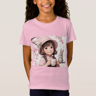 Cute Coffee Moments: Little Joy in Pink T-Shirt