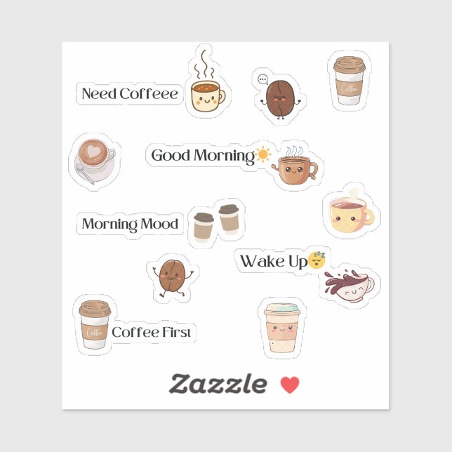 Cute Coffee Mood Sticker Sheet (Sheet)