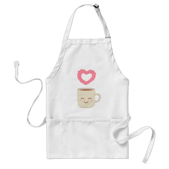 Cute Coffee Mug Cartoon Coffee Lover Adult Apron (Front)