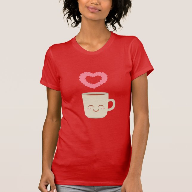 Cute Coffee Mug Cartoon, Coffee Lover T-Shirt (Front)