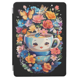 Cute coffee mug with flowers iPad air cover