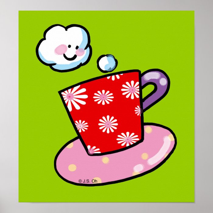 Cute coffee mug with steam poster