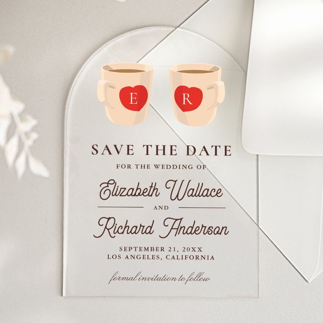 Cute Coffee Mugs Wedding Save the Date (Creator Uploaded)