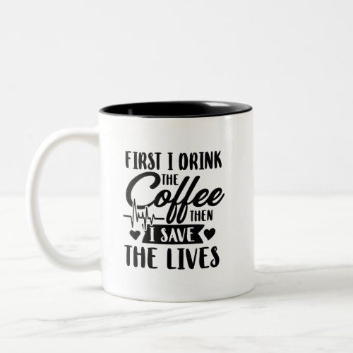 Cute coffee Nurse word art add monogram Two_Tone Coffee Mug