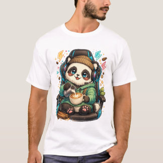 Cute Coffee Panda Gamer T-Shirt | Cozy Kawaii Gami