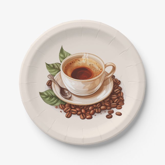 Cute coffee party desert paper plates (Front)