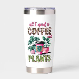 Cute coffee plants gardening word art insulated tumbler