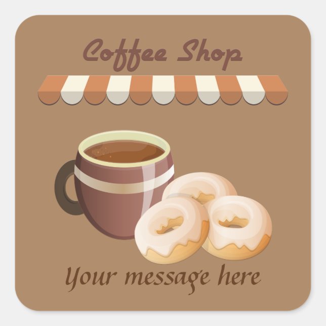 cute coffee shop add name message sticker (Front)