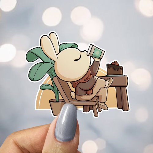 Cute Coffee Shop Bunny Sticker