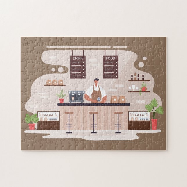 cute coffee shop lovers jigsaw puzzle  (Horizontal)