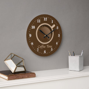 cute coffee time add text large clock
