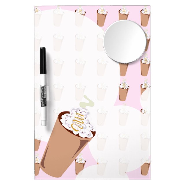 Cute Coffee Time Dry Erase Board With Mirror (Front)