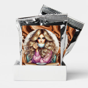 Cute coffee time lady drink mix