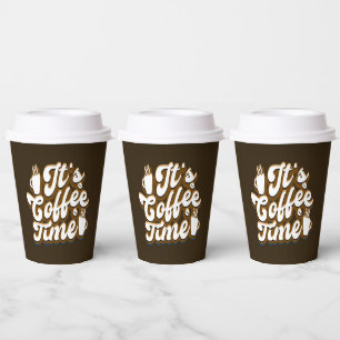 Cute coffee time word art paper cups