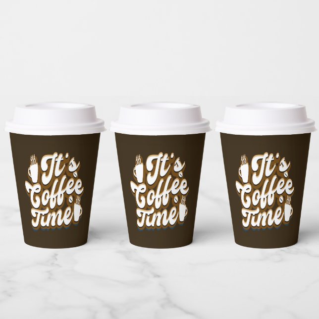 Cute coffee time word art  paper cups (Multi)