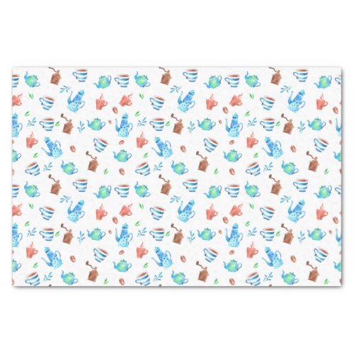 Cute Coffee Whimsical Pattern Tissue Paper