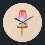Cute cola ice-block pop art popsicle large clock<br><div class="desc">Cute cola ice-block popsicles watercolor illustration. For popsicle lovers everywhere. Cute Summer design. Pop art pink and girly.</div>