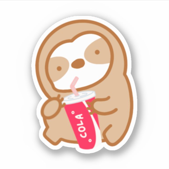 Cute Cola Soda Sloth Sticker (Front)