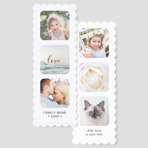 Cute Collage Personalized 6 photos text Scalloped Bookmarks