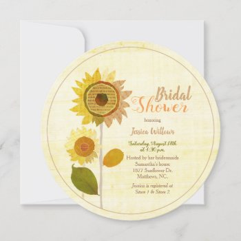 Cute Collage Sunflowers Bridal Shower Invitation by BridalHeaven at Zazzle