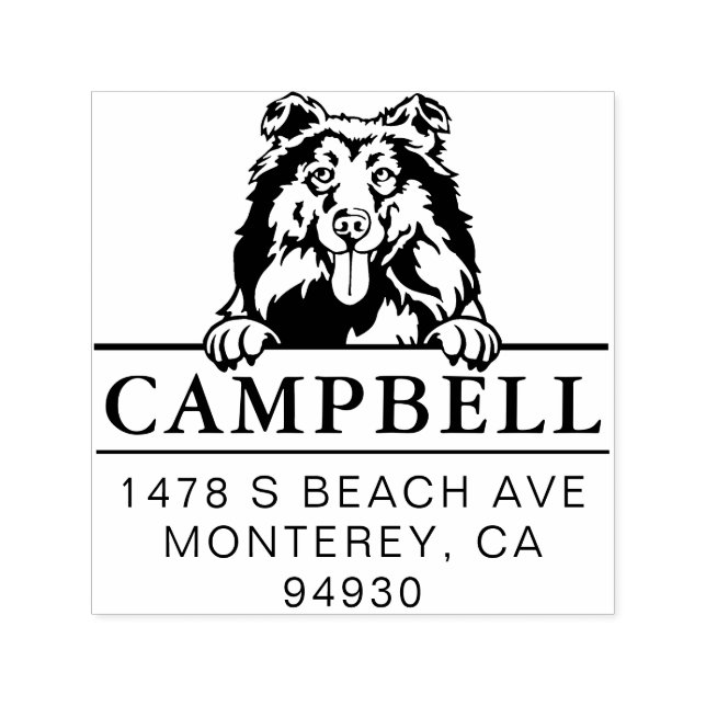 Cute Collie Custom Dog Address Stamp  (Design)