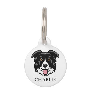 Cute Collie Dog Personalized Pet ID Tag