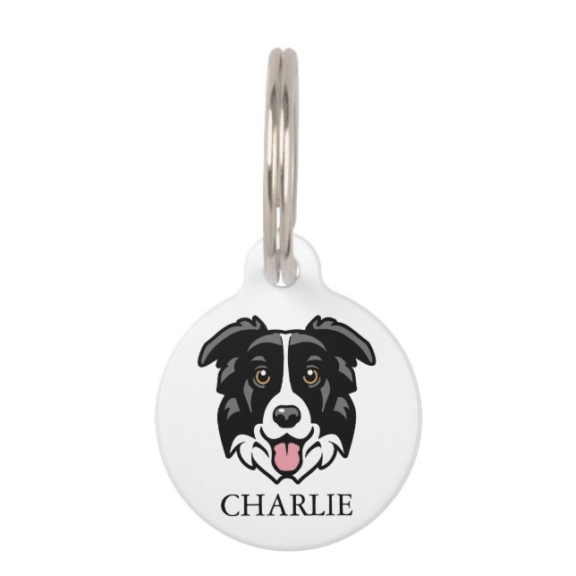 Cute Collie Dog Personalized Pet ID Tag (Front)