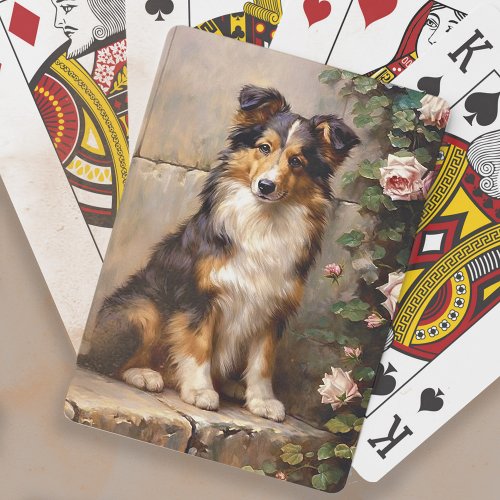 Cute Collie Dog Pup Painting Playing Cards