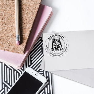 Cute Collie Dog Return Address Rubber Stamp