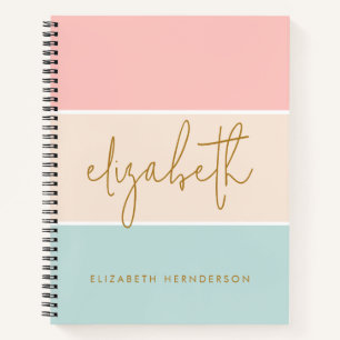 Cute Color Block Pastel Pink Yellow Blue Stripe Notebook