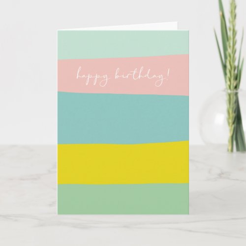 Cute Color Block Stripes in Minty Pastels Card