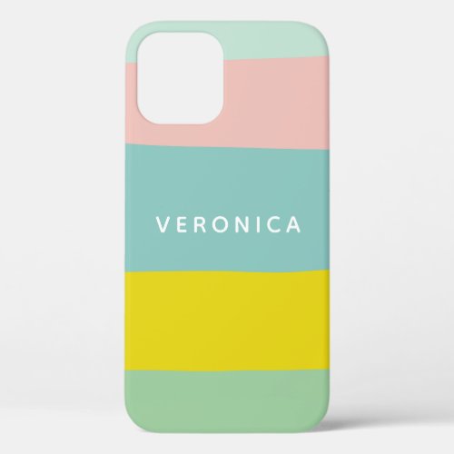 Cute Color Block Stripes in Minty Pastels iPhone 12 Pro Case