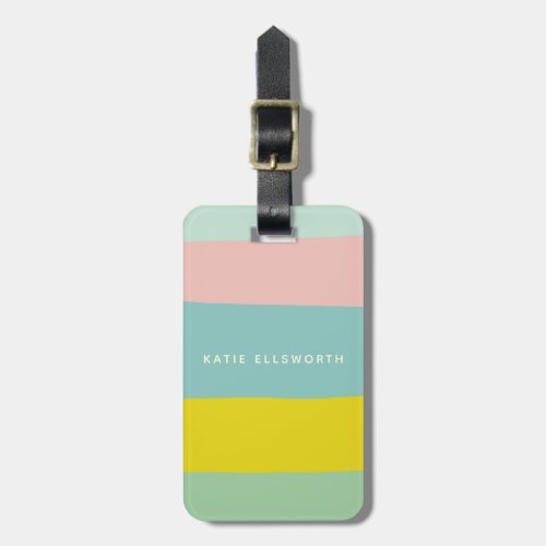 Cute Color Block Stripes in Minty Pastels Luggage Tag
