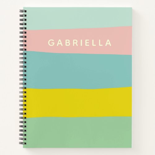 Cute Color Block Stripes in Minty Pastels Notebook