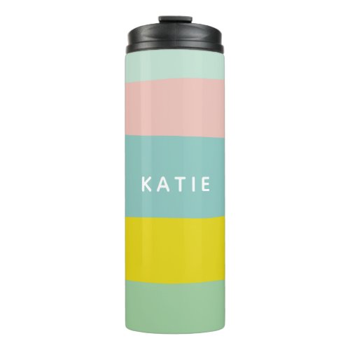 Cute Color Block Stripes in Minty Pastels Thermal Tumbler
