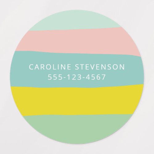 Cute Color Block Stripes Mint Pastel Personalized Labels