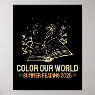 Cute Color Our World Summer Reading 2025 Book Love Poster
