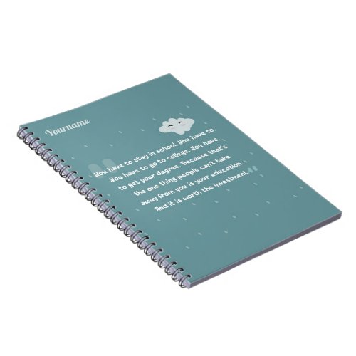 cute color quotes with clouds and raindrops notebook